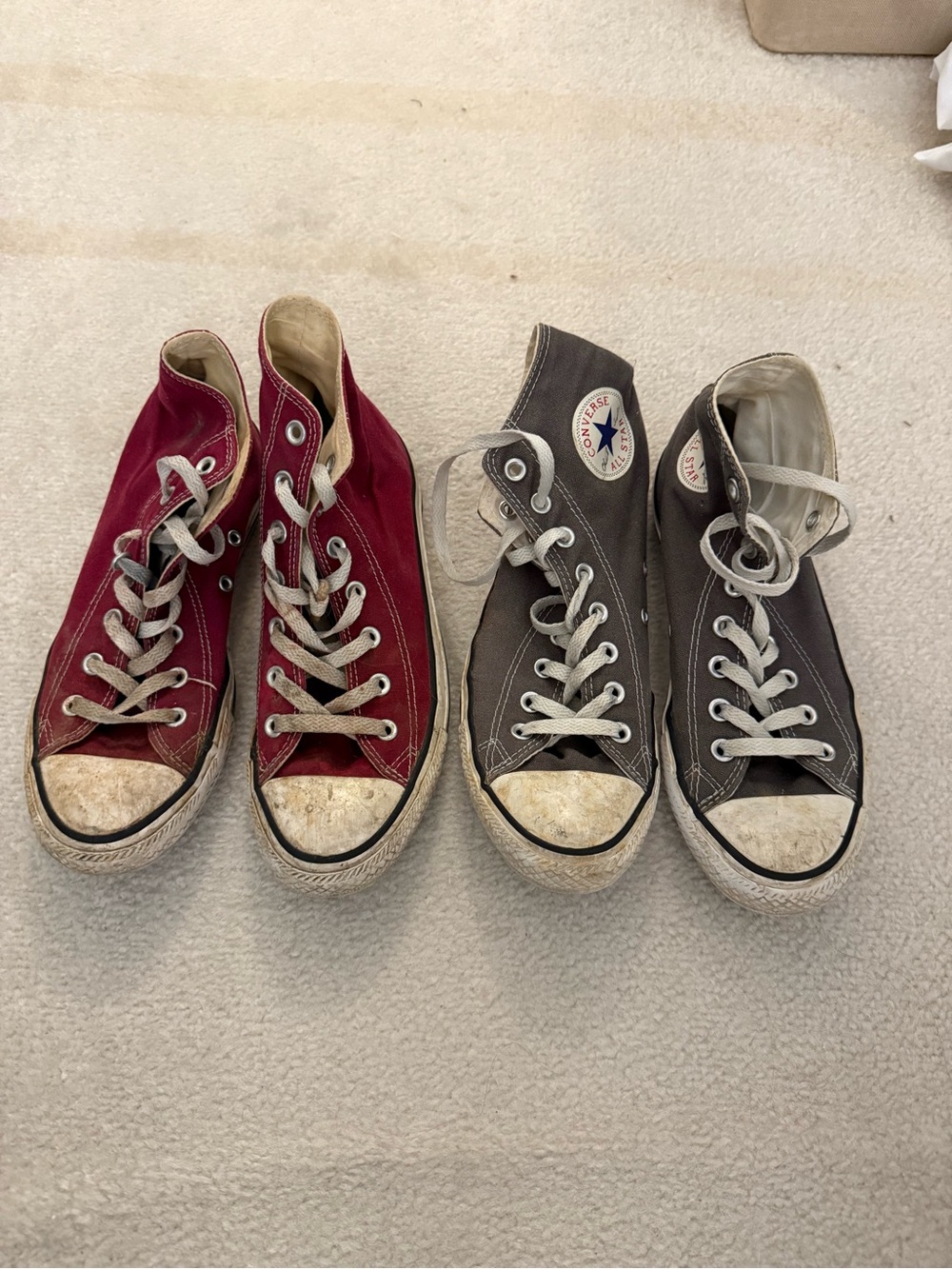 Converse High Top Canvas Sneakers - Red and Gray